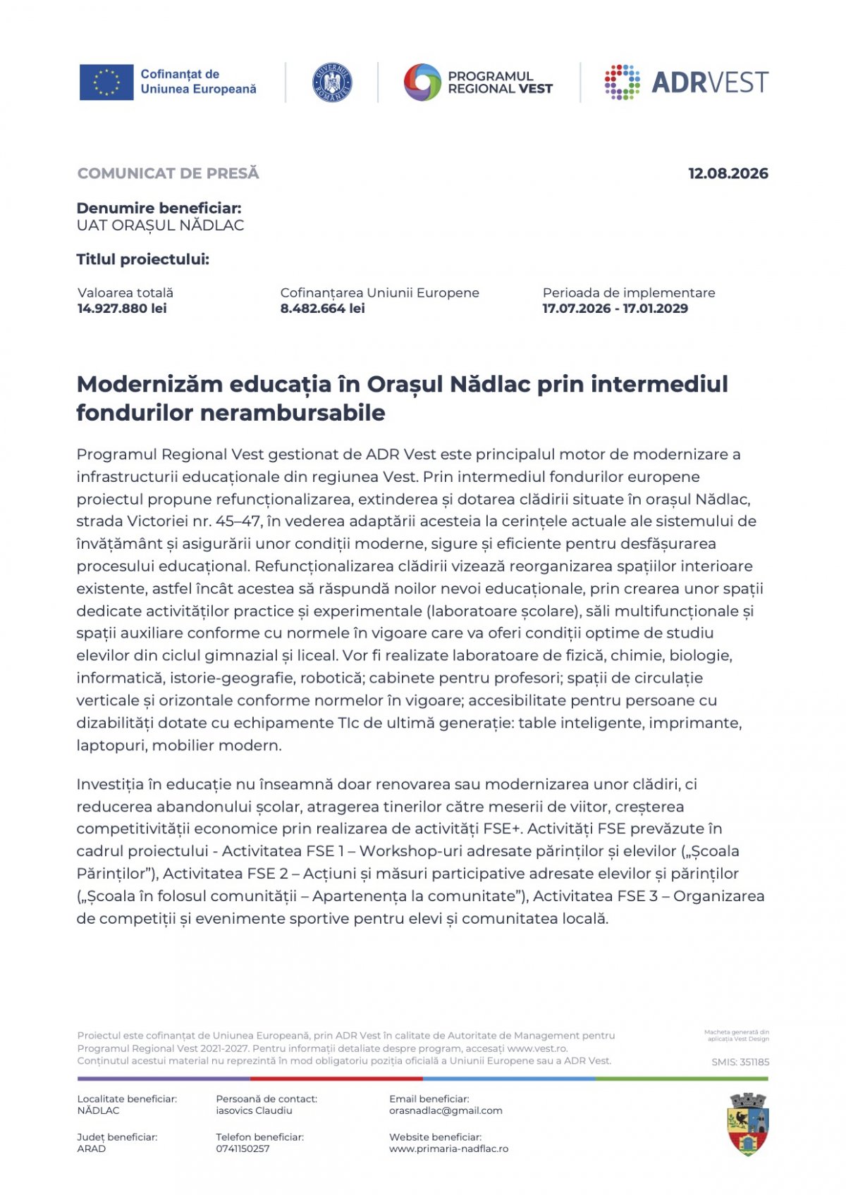 Comunicat de Presă
