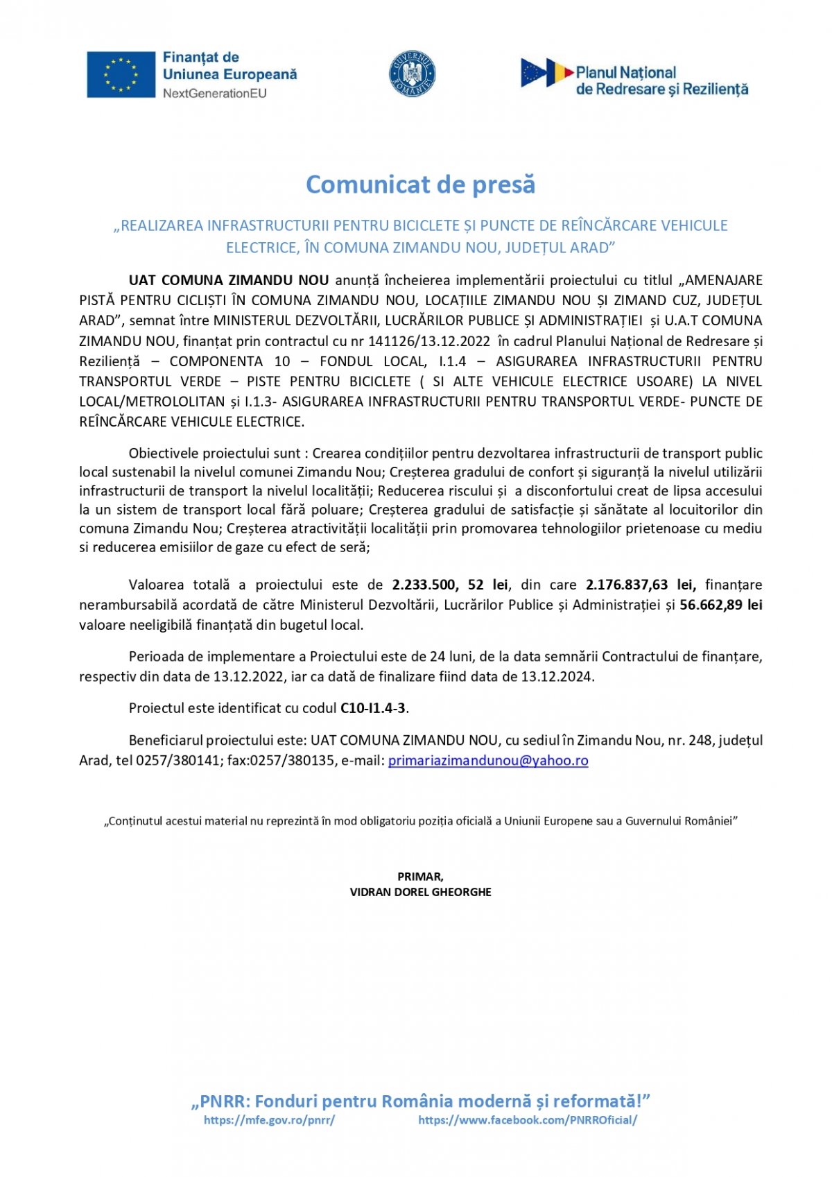 Comunicat de presa