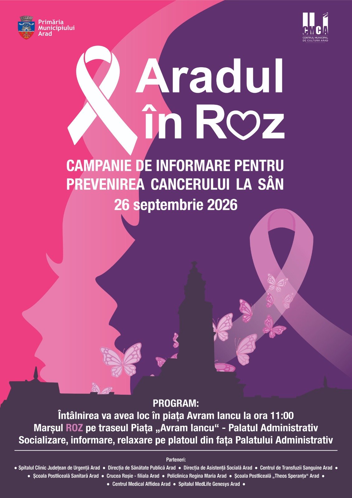 „Aradul în roz” – campanie de informare și prevenție a cancerului de sân