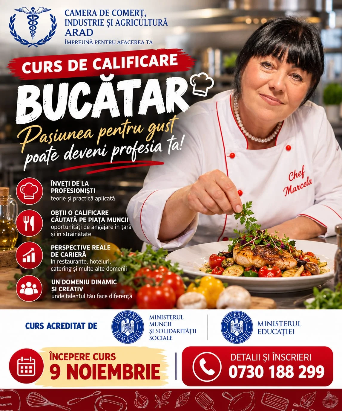 Curs de Bucătar la Arad din 9 noiembrie 2026, la CCIAA